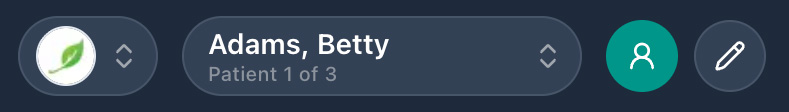 Patient X of Y progress indicator under the patient's name